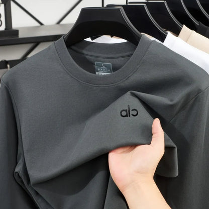 Fashionable Spring and Autumn New Comfortable Round Neck T-shirt High End Men's Bestselling Letter Embroidered Long Sleeve Top