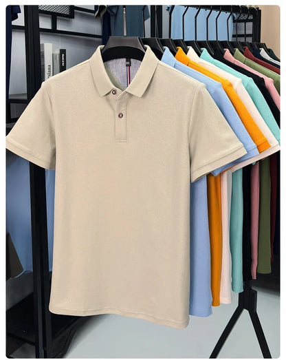 100% cotton short sleeve polo shirt comfortable lightweight high-end brand fashionable simple summer men's casual lapel T-shirt