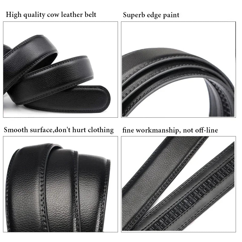 Fashion Automatic Buckle Men's Belt Men's Genuine Leather Belt Luxury Designer Black Brown 3.5 cm Ratchet Belt for Men