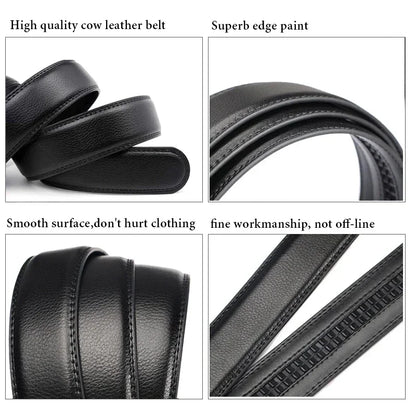 Fashion Automatic Buckle Men's Belt Men's Genuine Leather Belt Luxury Designer Black Brown 3.5 cm Ratchet Belt for Men