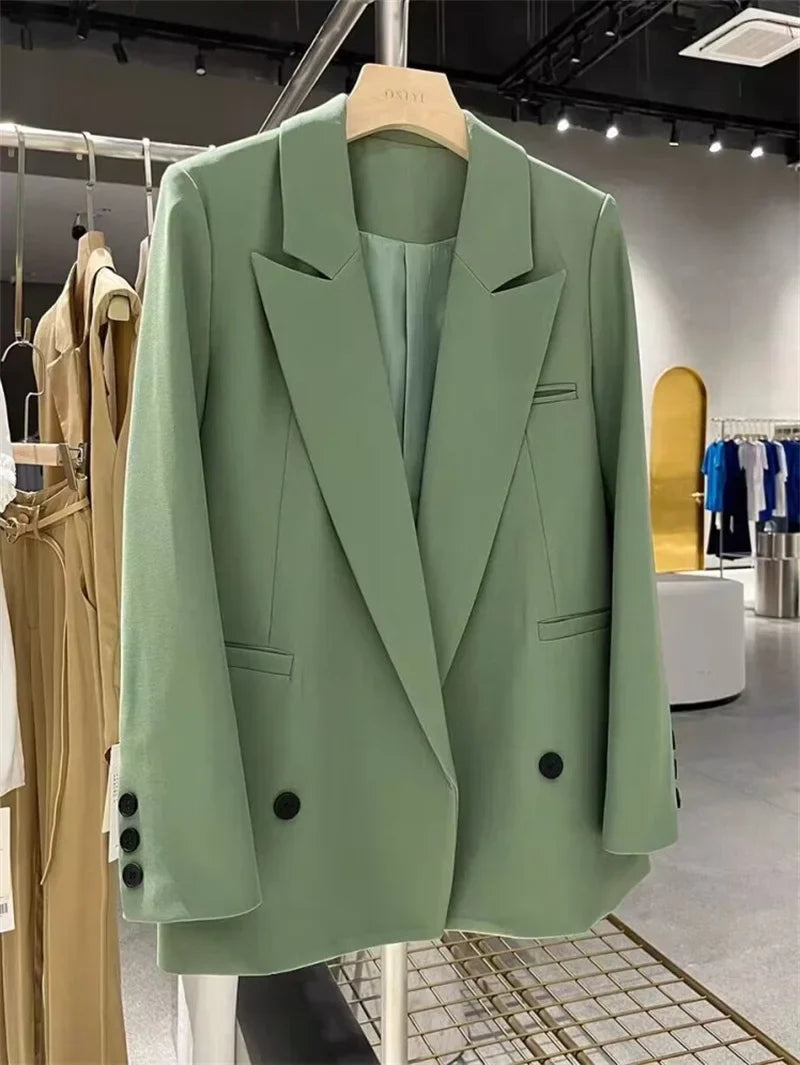 New Women Elegant Straight Suit Jacket Casual Office Lady Blazer High-end Clothes Spring Autumn Cardigan Jacket Female Outerwear