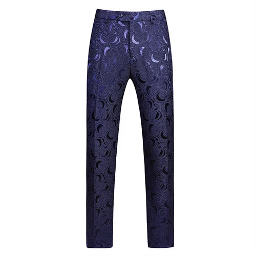 Fashion Men Luxury Jacquard Suit Pants White / Black / Pink Trend Male Groom Wedding Prom Party Dress Trousers