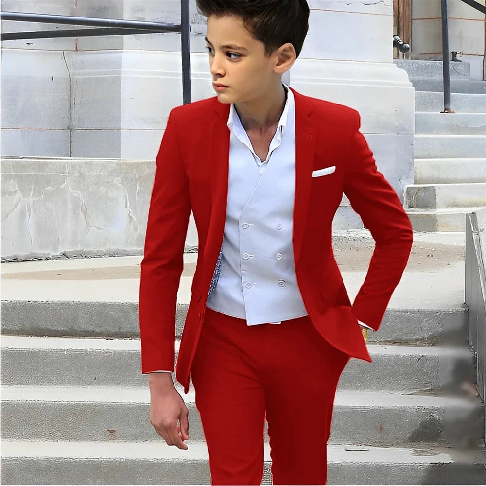 Formal Boys Slim Fit Suits 2 Pieces Birthday Party Tuxedo,Smart Handsome Kids Suit Set Wedding Guest Outfit Plus Size 2-20T