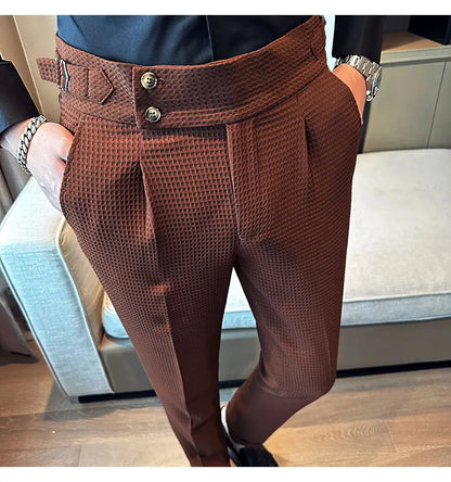 High Waisted Suit Pants for Men 2026 New Solid Color Formal Pantalones Hombre Casual Slim Fit Dress Pants Trousers Men Clothing