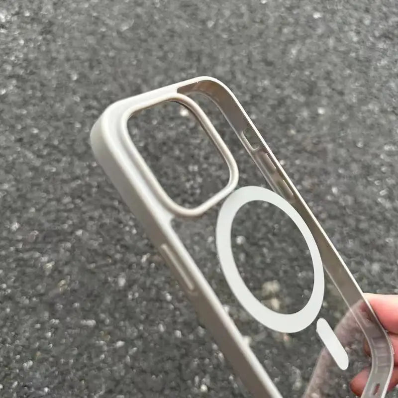 غطاء حماية مغناطيسي شفاف غير لامع Magsafe لهواتف آيفون 17 16 15 14 13 12 11 برو ماكس 14 بلس 16E 17E AIR للشحن اللاسلكي