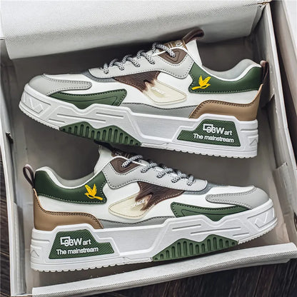 2024 Autumn New Casual Sports Shoes Men's Leather Low-Top Fashion Trend Easiest for Match Running Shoes Men's Skateboard Shoes Suitable for Outdoor Sports