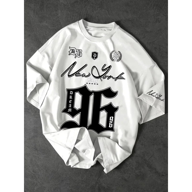 Summer 2025 New Men's New York 96 3d printed digital printed baseball T-shirt, short-sleeved O-neck casual T-shirt, oversized sp