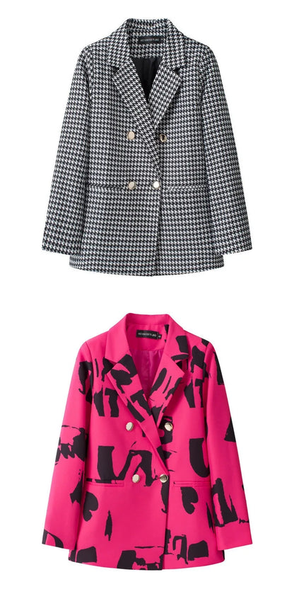 Casual Plaid Women's Suit Jacket Spring Autumn New Style Large Size Street Style Top Quality Polyester Commute Style Fashionable