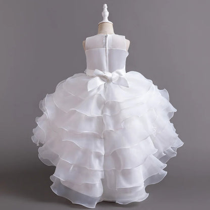 New Girls Elegant Princess Dress Embroidered Sequins Birthday Ball Evening Dress Party Fluffy Cake Dress 4-12 Years Old clothin