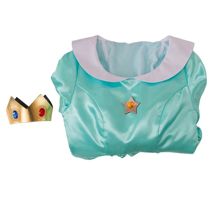Anime Rosalina Cosplay Costume Blue Dress With Crown Set Princess Disguise Halloween Carnival Party Outfits For Women