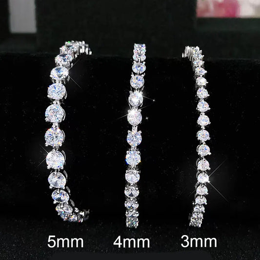 Bracelet en moissanite complète 3/4/5 mm pour femmes, en argent sterling S925, diamant de laboratoire D VVS1, bracelet éternité, bijoux de soirée, cadeau