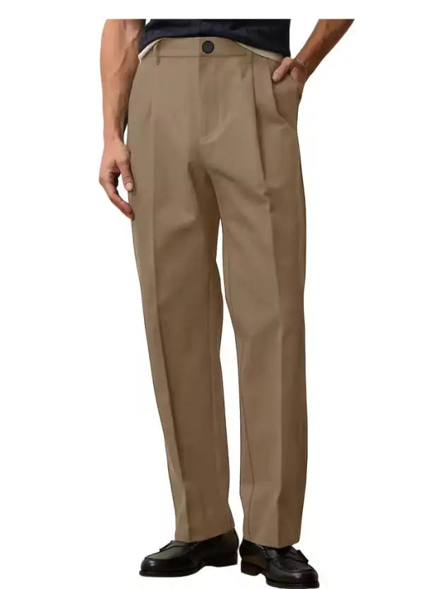 Men's Wide Leg Pants  Loose Fit Straight Leg Suit Trousers High Waist Pleated Business Office Formal Casual Men's Dress Pants
