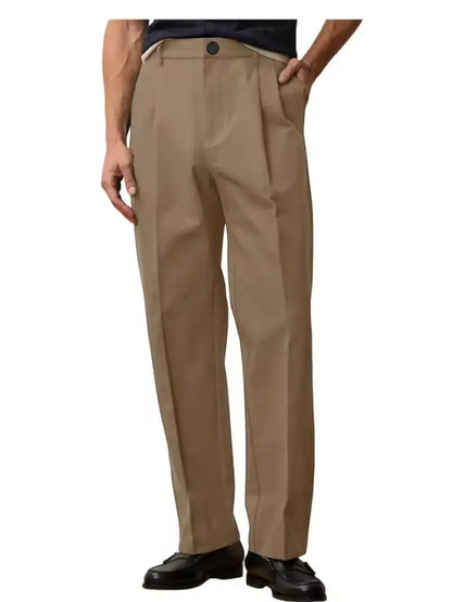 Men's Wide Leg Pants  Loose Fit Straight Leg Suit Trousers High Waist Pleated Business Office Formal Casual Men's Dress Pants