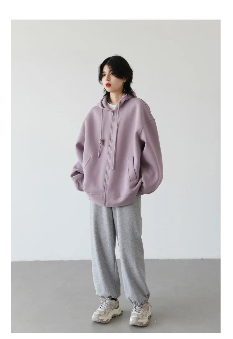 Women Sweatshirts Hoodies Solid Loose Casual Hooded Female Tops Lady Coat Medium Length Overcoat Spring Autumn 2025