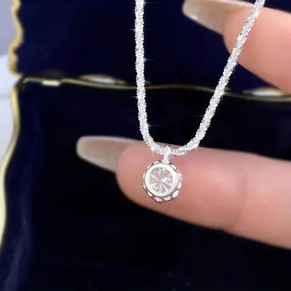 Real Moissanite Diamond 6 Prong Pendant Necklace 925 Sterling Silver Sparkling Cauliflower Chain for Women Wedding Fine Jewelry