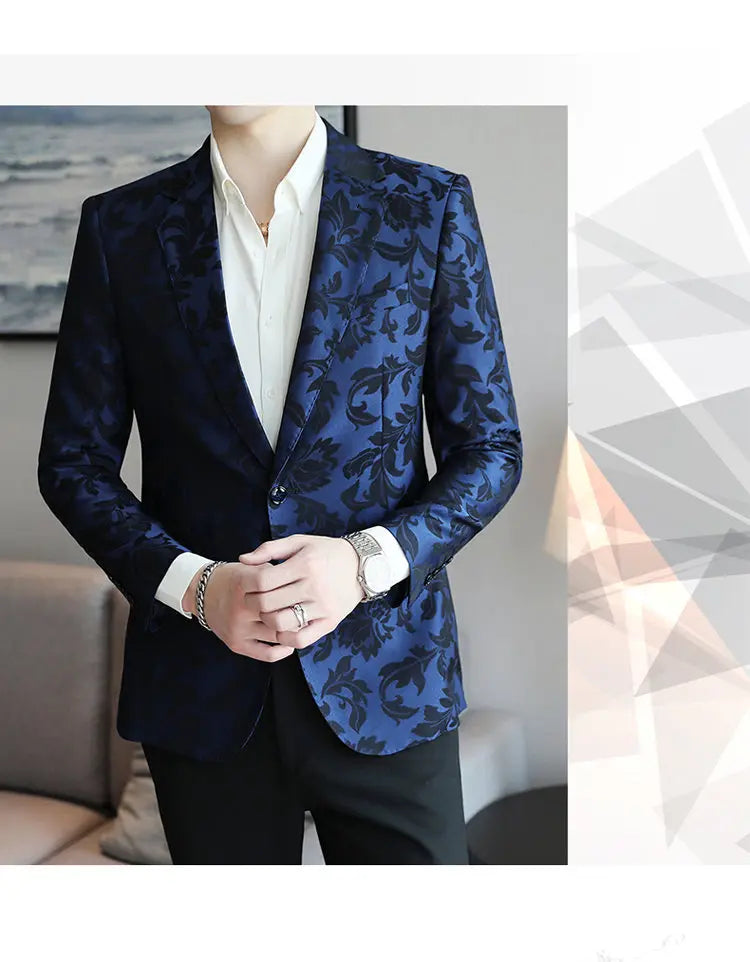 2025 Spring Luxury High-end Jacquard Men's Suit Coats British Style Men Slim Fit Casual Groom Wedding Dress Party Suit Blazers