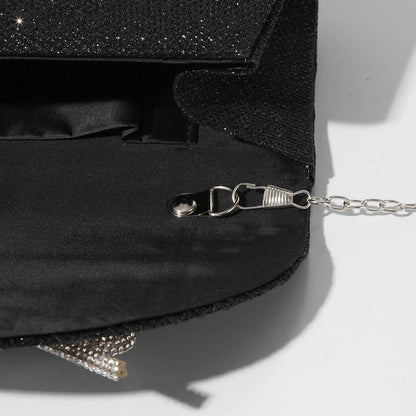 Women Elegant Evening Handbag Shiny Crystal Bow Flap Clutch Purse Envelope Dinner Evening Clutch Bags Wedding Party Prom Purse