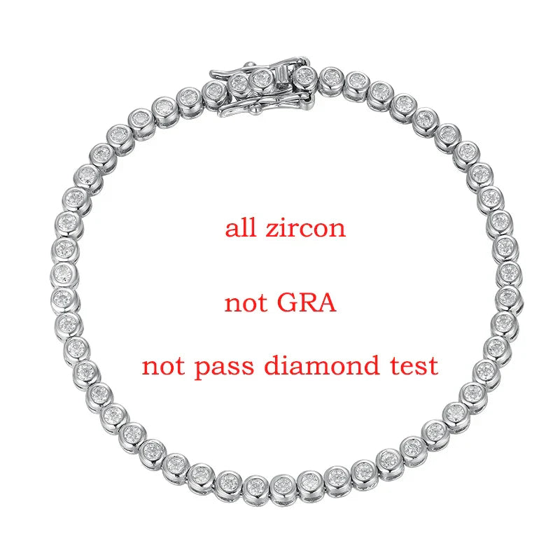 18k Plated 2mm Bubbles Moissanite Tennis Bracelet for Women Luxury Bangles 100% Sterling Silver 925 Full Diamonds Chain