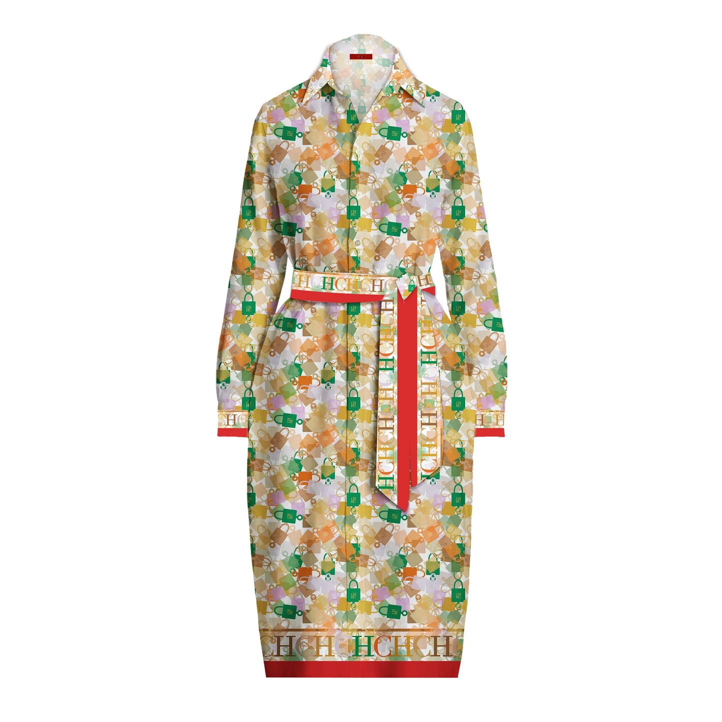 Vintage Printed Midi Dress For Women Fashion V Neck Long sleeves Bodycon Dresses 2024 Summer Lady Street Robes