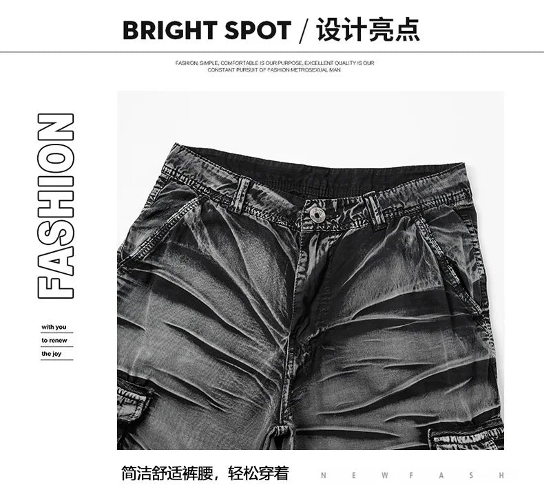 Men Multi Pocket Casual Breathable Sports New Shorts Men Summer Cargo Shorts Men Loose Plus Size Pure Cotton Five Point Pants