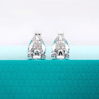 Classic Stud Earrings for Women 1cttw-6cttw Pear Moissanites 925 Sterling Silver D Color VVS1 Moissanite Earrings