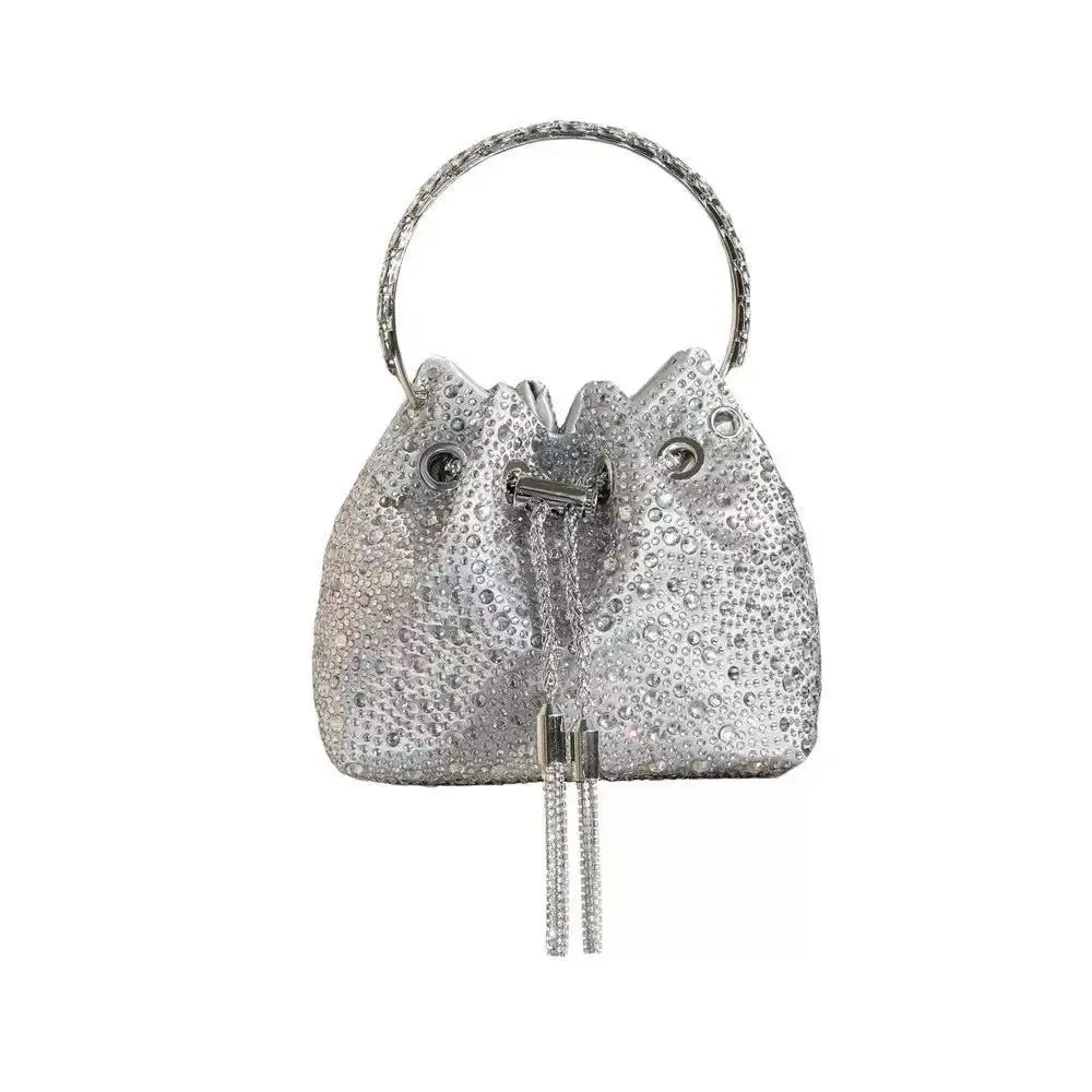 Luxury Designer Women Handbag Glitter Diamond Banquet Bag Satin Bucket Bag Wedding Party Clutch Purse Exquisite Evening Bag