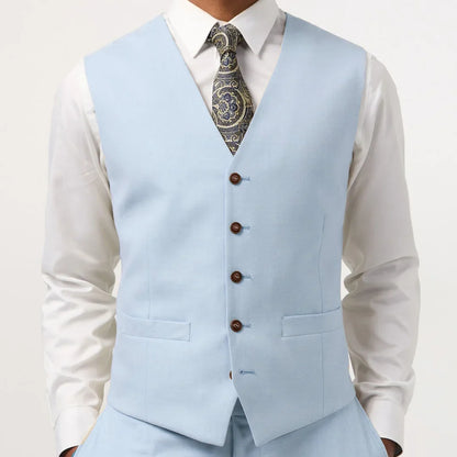 Men Vest Beige Single Button V Neck Solid Waistcoat For Wedding Birthday Banquet Party Business Work Daily Casual Men Suit Vest
