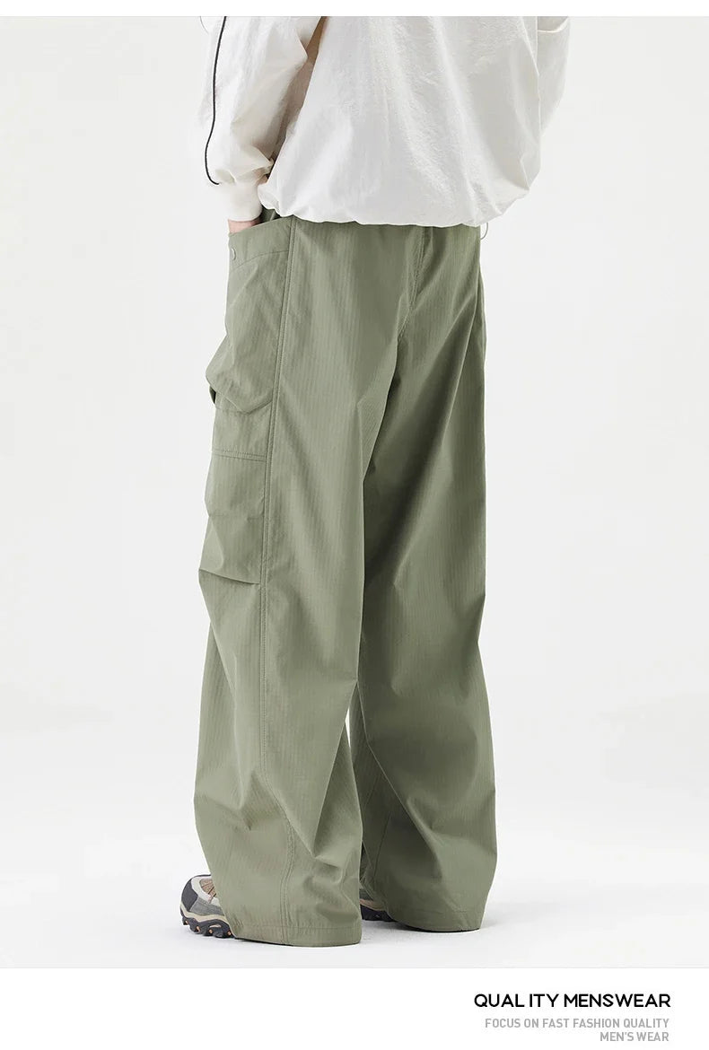 Male Hiking Pants Outdoor Waterproof Windproof Camping Cycling Trousers Autumn Spring Elastic Waist Climbing Travel Casual Pants
