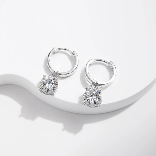 1.0CT D Color Moissanite Hoop Earrings Lab Created Diamond For Women 925 Sterling Silver Wedding Fine Jewelry Gift