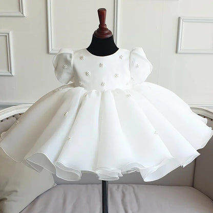 Classic Beading Princess Dresses For Kid Girls Birthday Party Infant Luxury Ball Gown Children Baptism Childen Formal Dresses