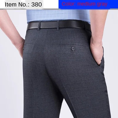 High Waist Double Pleated Men Suit Pants Summer Black Straight Office Formal Dress Trouser for Man Black Gray Size 40 42 44