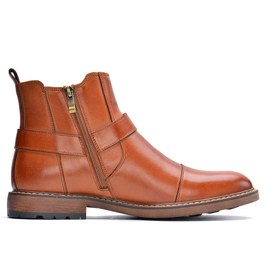 NEW Men's Casual boots Genuine Leather Men's autumn and winter handmade High-top boots lager size men's Chelsea boots 0153