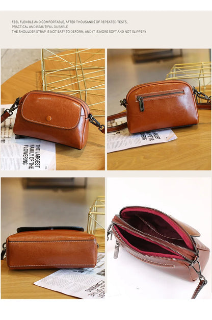 mini small genuine leather vintage bag Crossbody Bag luxury mobile phone shoulder bag  women mobile bag for women