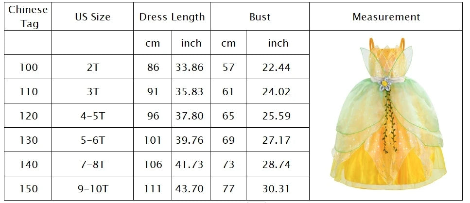 Toddler Birthday Party Green Dress Children's Day Tiana Inspired Delicate Princess Frock Girls Fairy Tale Gown Halloween Apparel