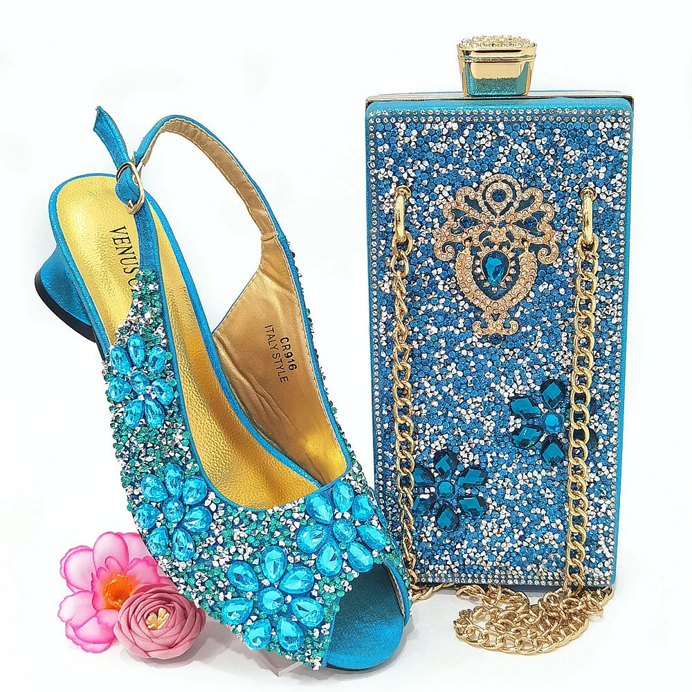 Summer Sandals for Party and Weddings Peep-Toe Bridal Shoes Women 2023 Comfortable Shoes and Bag Set for Lady