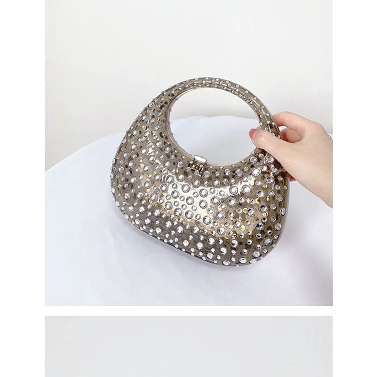 Fashion Women Diamond Handbags and Purses Transparent Acrylic Luxury Party Prom Evening Bag Casual Bling Bling Clear Clutch