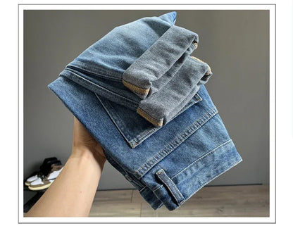 New Men's Ripped Jeans Personality Fashion Tapered Hole Frayed Denim Trousers Streetwear Casual Vintage Blue Pants Male Clothes