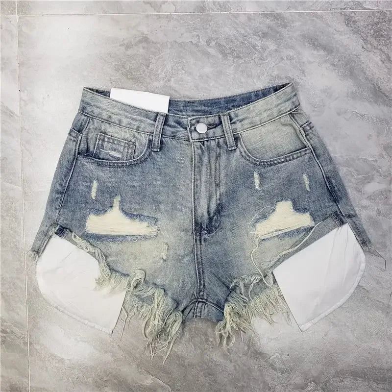 Summer Women High Waist Jean Shorts Y2K 2000s Ripped Denim Hot Pants Grunge Kpop Harajuku American Retro New Woman Shorts Jeans