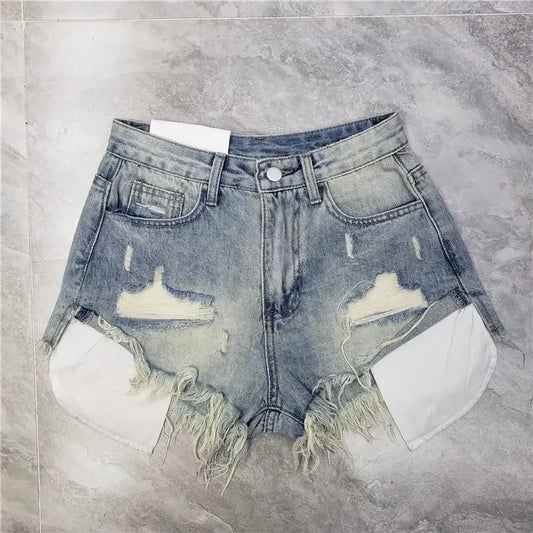 Summer Women High Waist Jean Shorts Y2K 2000s Ripped Denim Hot Pants Grunge Kpop Harajuku American Retro New Woman Shorts Jeans