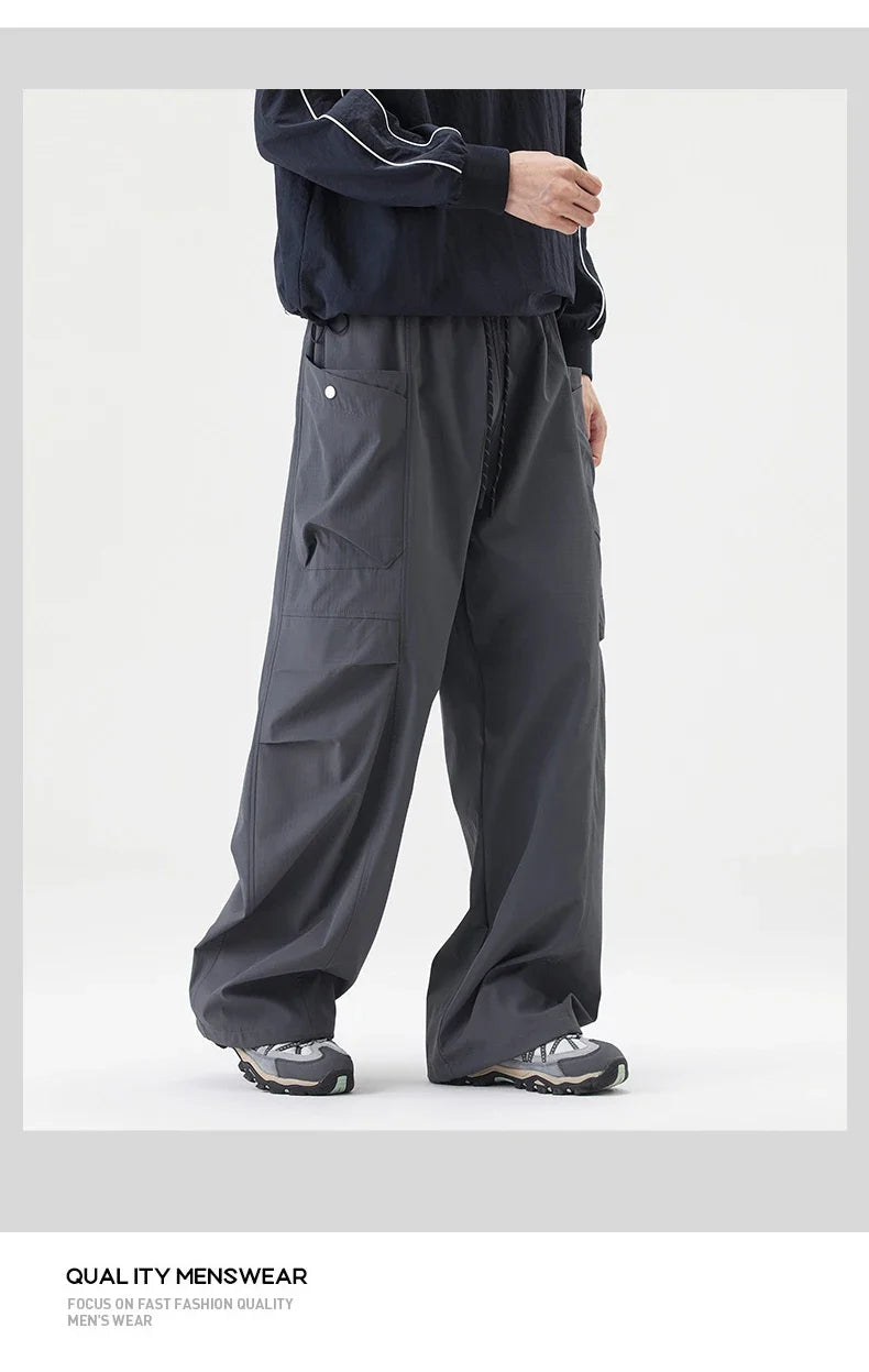 Male Hiking Pants Outdoor Waterproof Windproof Camping Cycling Trousers Autumn Spring Elastic Waist Climbing Travel Casual Pants