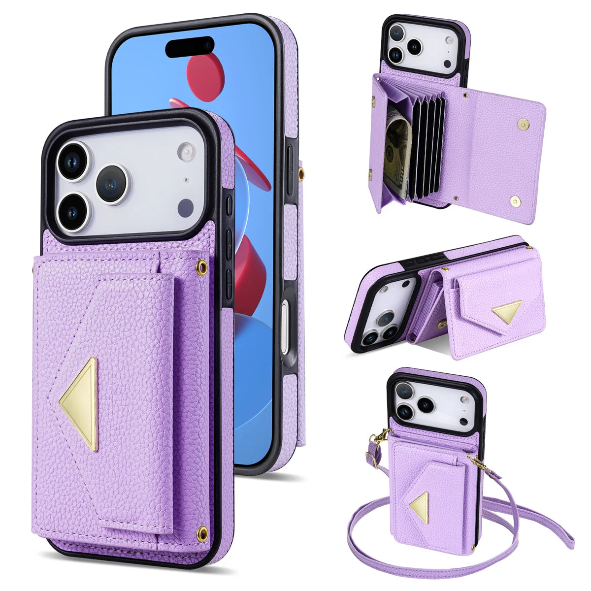 Crossbody Lanyard Leather Wallet Card Phone Case for IPhone 17 Air 16E 16 Pro Max 15 14 Plus 13 12 11 XS XR SE2020 Leather Cover