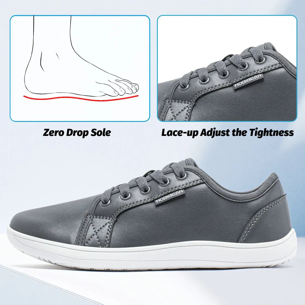 Minimalist Shoes for Men Women Wide Toe Barefoot Zero Drop Shoes Casual Artificial Leather Lightweight Walking Sneakers