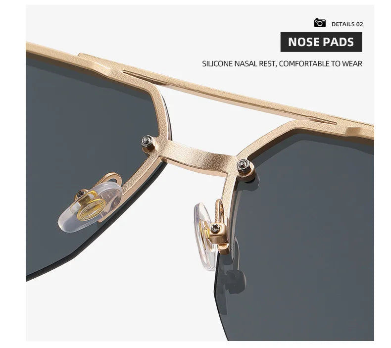Semi-Rimless Sunglasses For Men Vacation Square Sunglasses Women Trendy Vintage Fashion Glasses Gafas De Sol Hombre Zonnebril