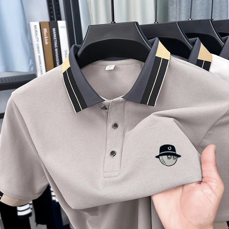 New Arrival Summer Men's Lapel Short Sleeve Polo Shirt Brand Design Letter Print T-Shirt Fashion Leisure Business Men's Clothing