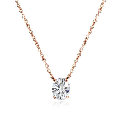 1CT 2CT 3CT Oval Cut Moissanite Necklaces for Women Jewelry 100% Real Silver Chain 925 Pandant Lab Diamond Birthday Gift