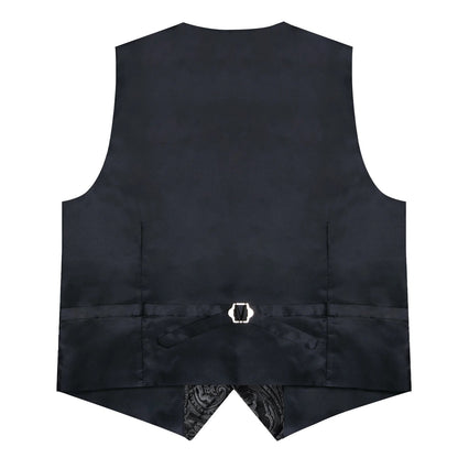 Men's Suit Vest Neck Tie Set Black Paisley Waistcoat for Wedding Party Tuxedo Suits Luxury Sleeveless Jacket DiBanGu