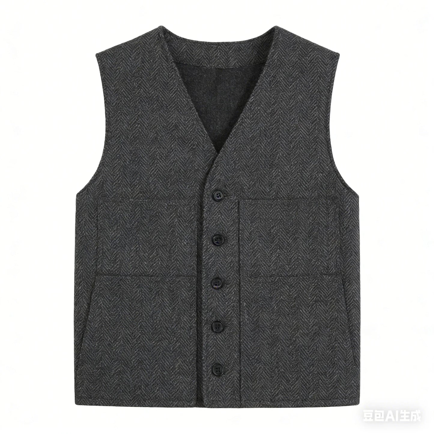 Men Vest Gray V Neck Herringbone Single Button Waistcoat For Wedding Birthday Banquet Party Business Work Daily Men Suit Vest