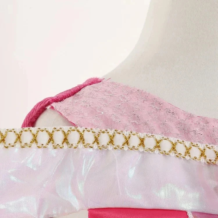 Sleeping Beauty Aurora Princess Dress Cosplay Off Shoulder Kids Gifts Fancy Halloween Party Girl Baby Lace Dress Set