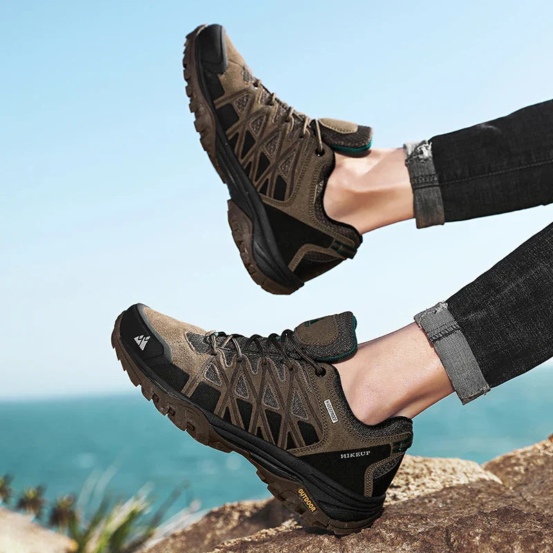 Mens Hiking Shoes Breathable Lace Up Trekking Male Cushioning Outdoor Climbing Tourism Sneakers for Men