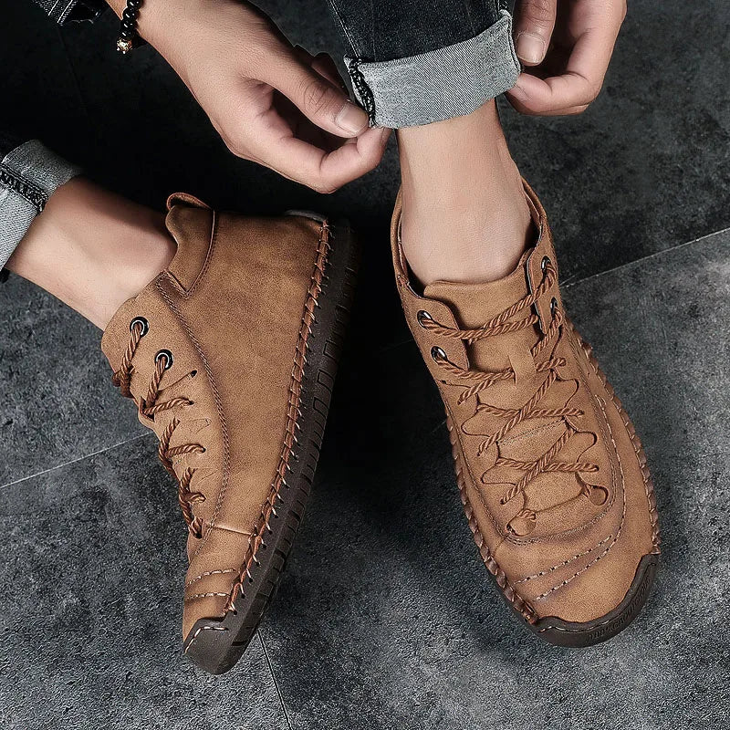 New Large-Sized 100% Cowhide Men's Boots Fashionable Casual Thick-Soled Breathable Men's Leather Shoes Outdoor Sports Chelsea